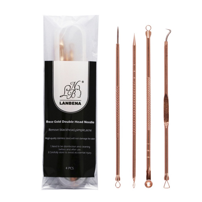 New Gold Rose Pimple Needle Blackhead Remover Acne Treatment Acne Needle Black Acne Extractor Remover 4Pcs/Set s5