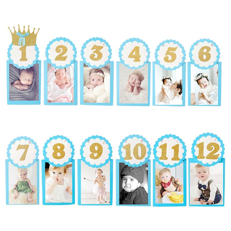 1 Set Baby Photography Props Photo Frame 1-12 Months Infants Shower Bathing Birthday Gift for Kids Room Decorations