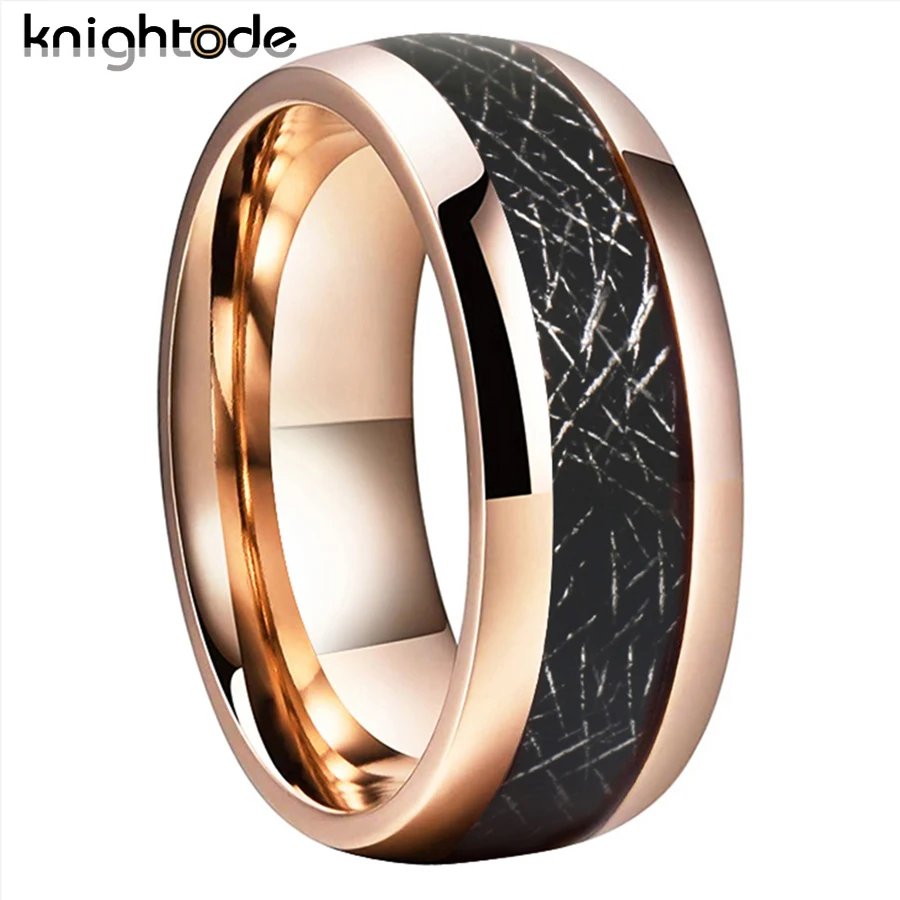 6mm 8mm Tungsten Carbide Annivery Ring For Men Women Wedding Band Black Meteorite Dome High Polished