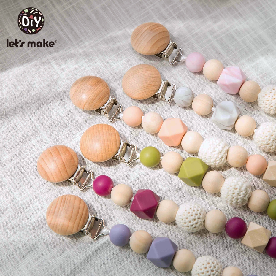 Let's Make 1pc Pacifier Chain Baby Teether Toy Crochet Beads Small Bell Baby Stroller Accessories Newborn Baby Pacifier Cha