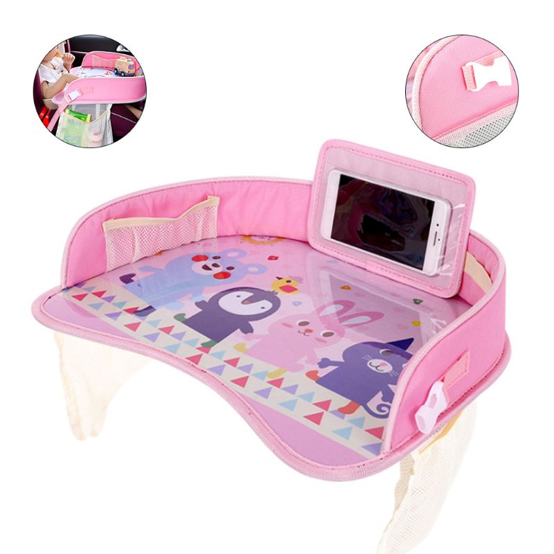 1PC Car Safety Seat Dinner Plate Multifunctional Baby Dining Drawing Table Waterproof Cartoon Table with Fixed Strap
