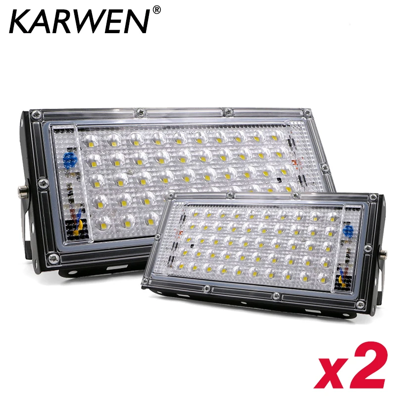 2PCS LED Flood Light 50W 220V 240V Floodlight streetIP65 Waterproof Outdoor Wall Reflector Lighting