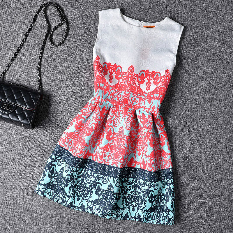 Summer Family Matching Outfits Girl 6-12 Years Print Dress Sleeveless Mother Daughter Floral Vintage Dress Children Kids Dresses