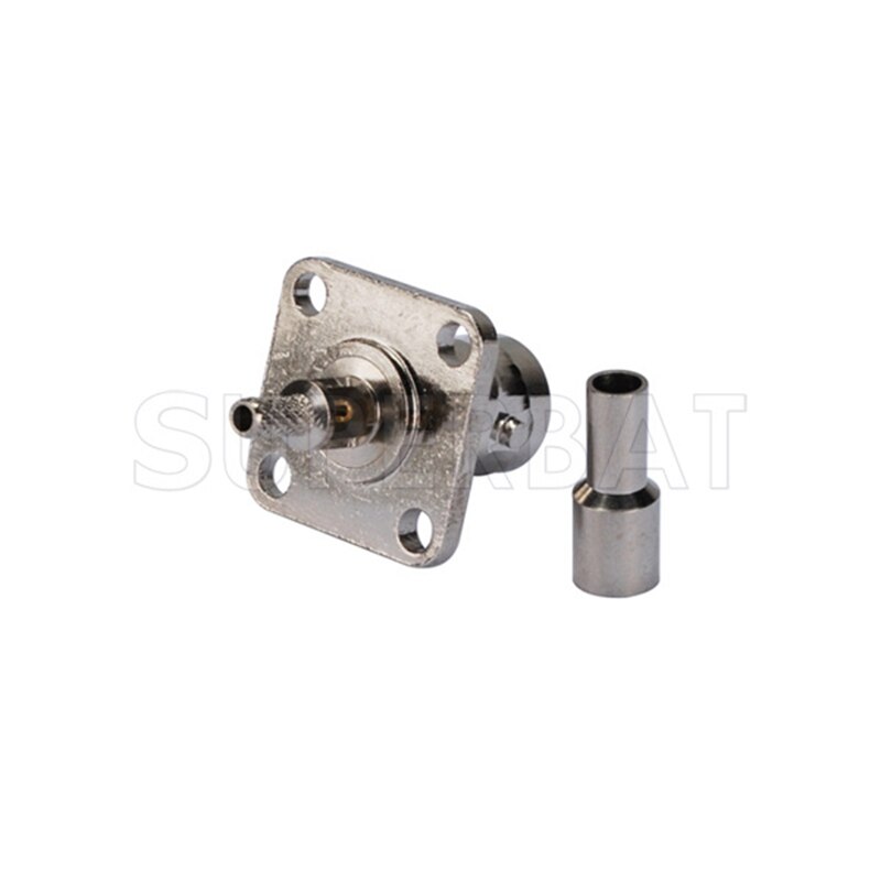 Superbat 10pcs BNC Crimp Female 4 Hole Panel Flange Mount(17.5mm*17.5mm) RF Coaxial Connector for RG316,RG174,LMR100,RG179