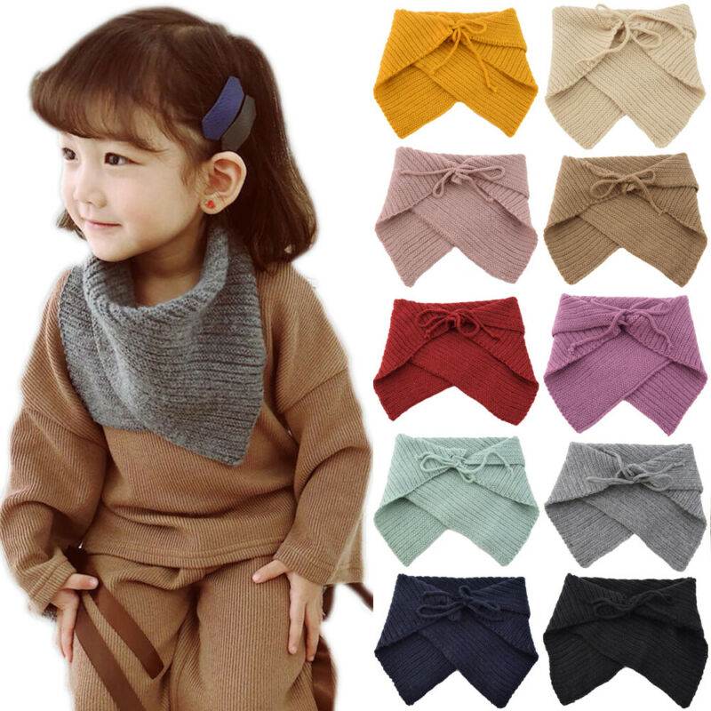2019 Boys Girls Autumn Winter Lovely Collar Scarf Baby Neck Knitted Cotton Scarves Gift Cute Kids Knit Accessories