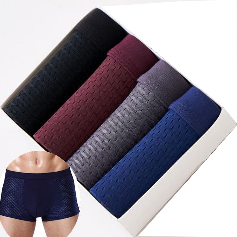 Men'S Panties Underwear Boxers Shorts Men Slip Homme Boxershort Underpants Mesh Breathable Bamboo Fiber Boxer Summer Solid 