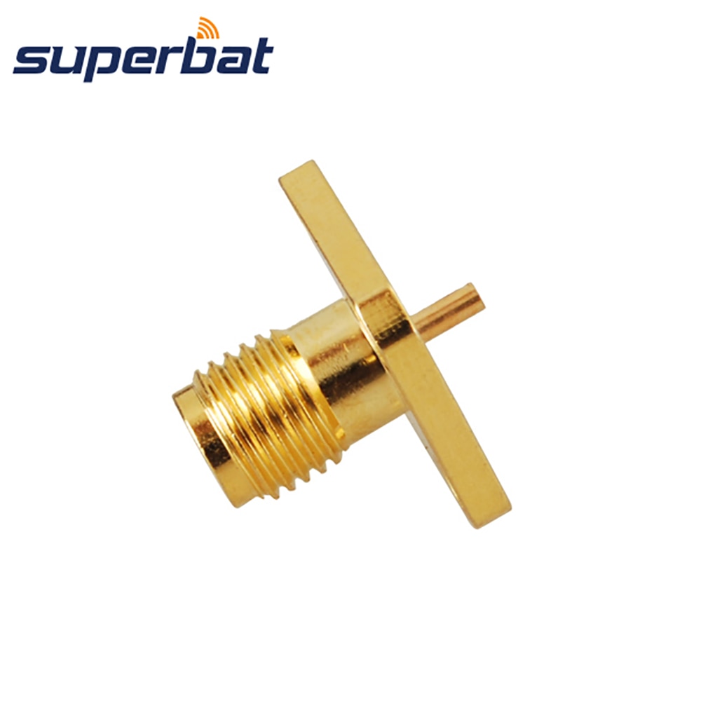 Superbat SMA 4 hole Chassis Panel Mount Female with Solder Post Terminal RF Coaxial Connector