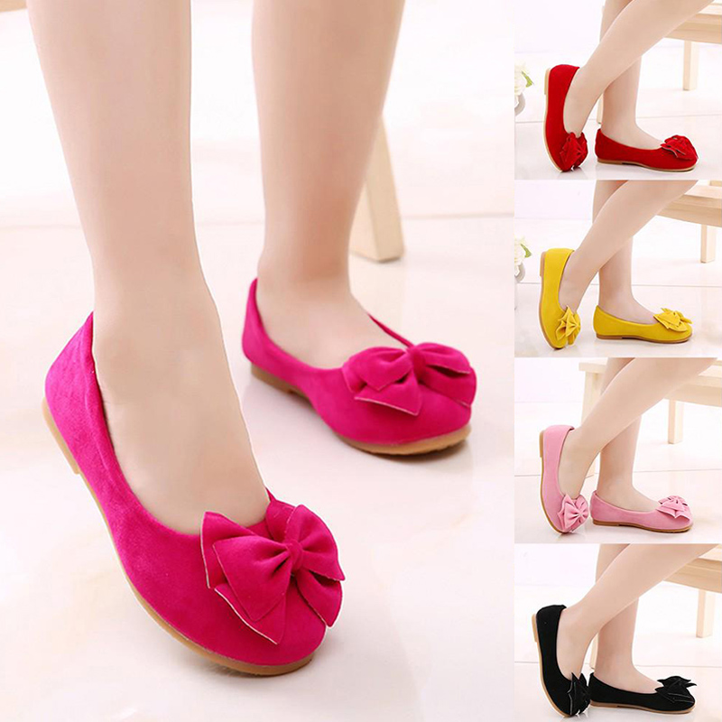 Children Baby Girl Princess Shoes Bowknot Solid Color Anti-slip Breathable for Party BM88