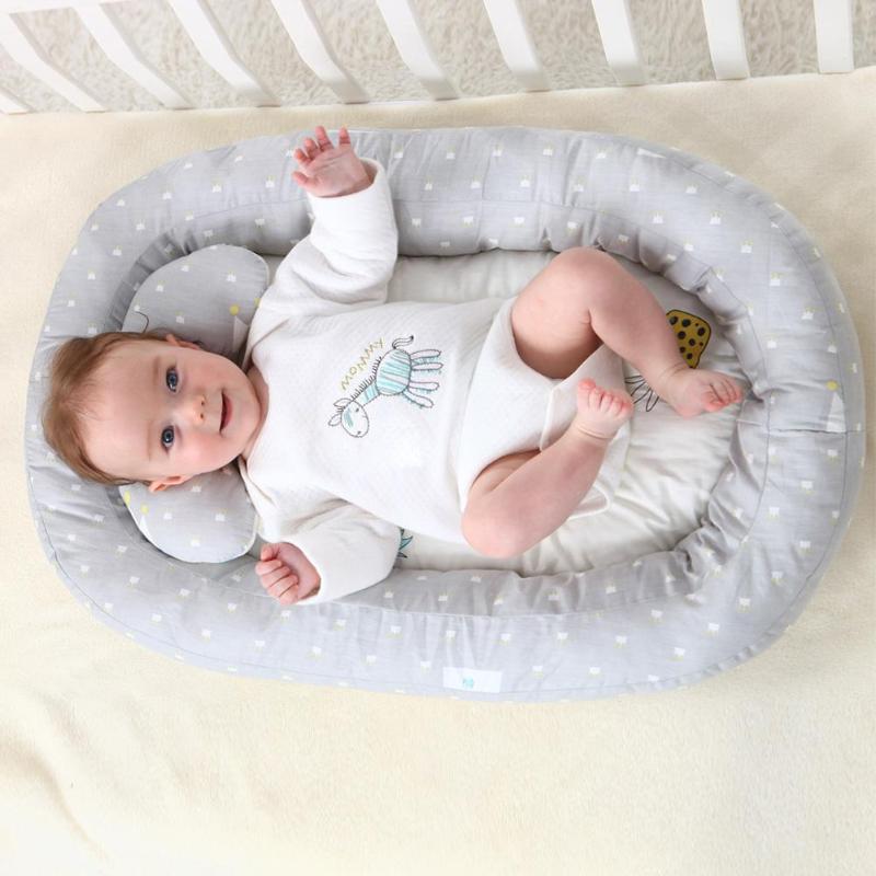 Portable Baby Nest Bed Crib Removable Washable Protect Cushion with Pillow