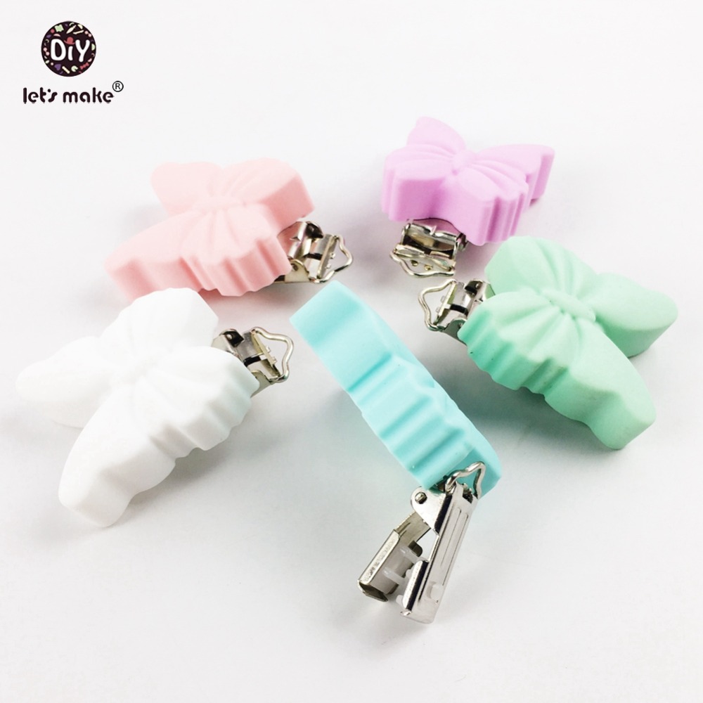 Let'S Make Baby Teether 20Pc Silicone Pacifier Clip Butterfly  Dummy Holder Bpa Free Teether Diy Pacifier Accessories Baby 