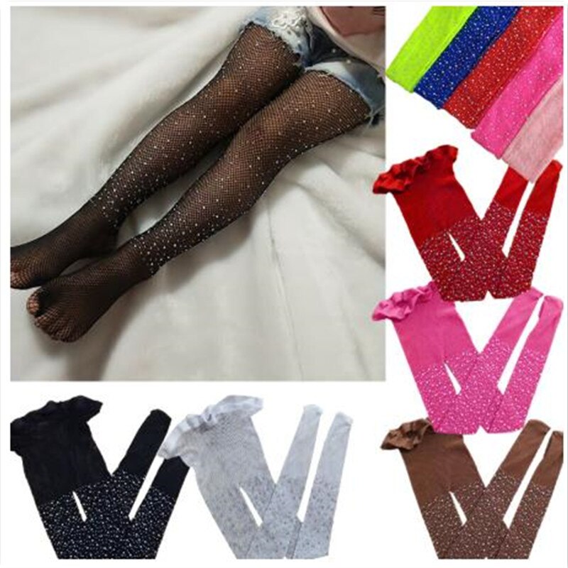 2019 New Kids Baby Girls Rhinestone Fishnet Stockings Children Girl Mesh Pantyhose Hollow Out Tights Girl Stockings