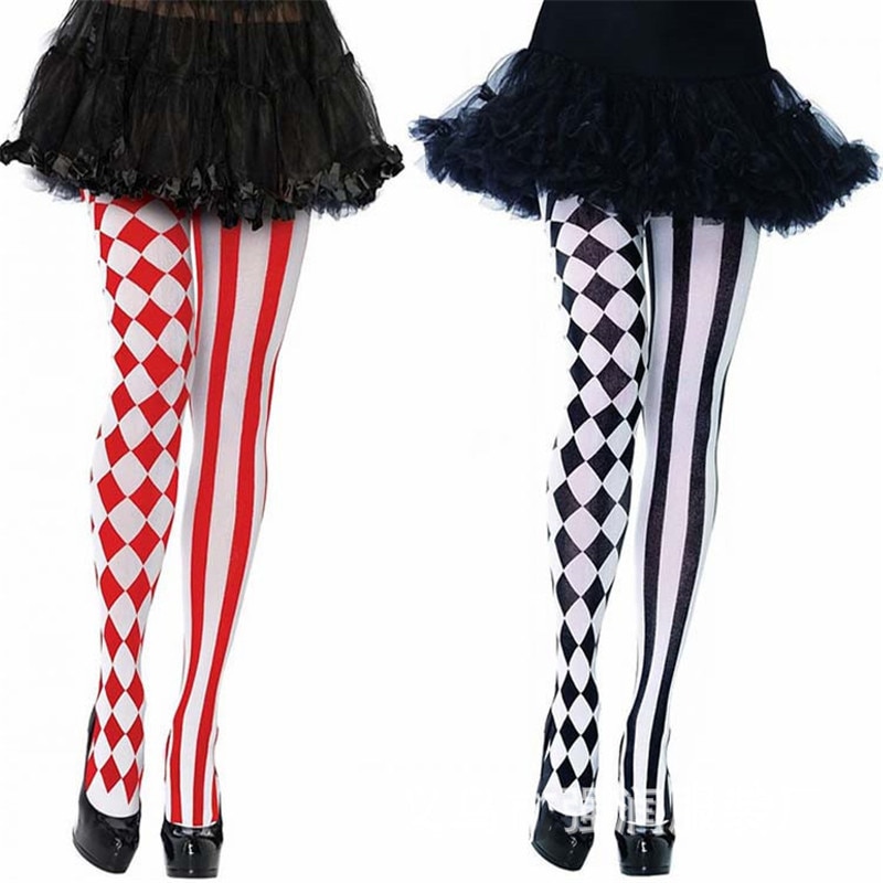 2019 Womens Halloween Stockings Party Cosplay striped Elastic Pantyhose Stockings Autumn Winter Chrismas Club Clown Multicolor
