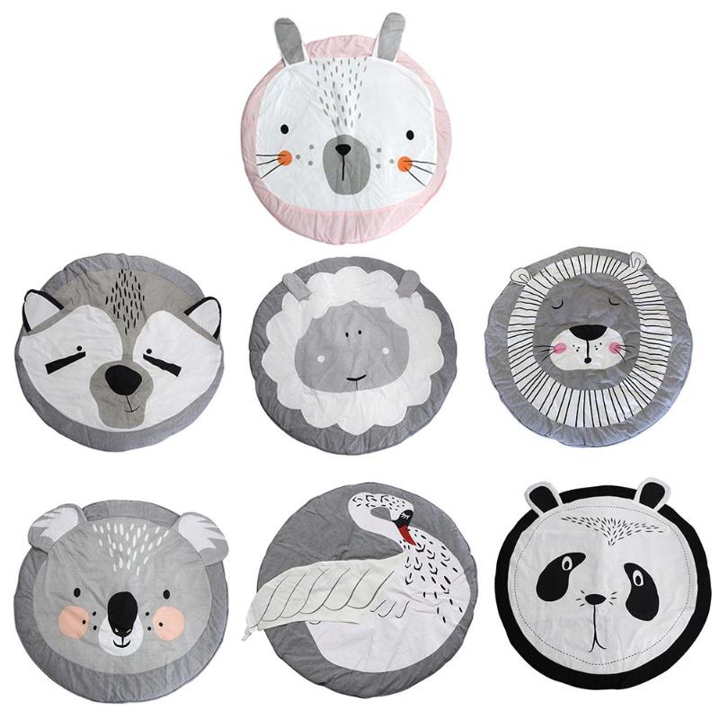 Cartoon Animals Baby Play Mats Pad Toddler Kids Crawling Blanket Round Carpet Rug Toys Mat For Children Room Decor Photo Props