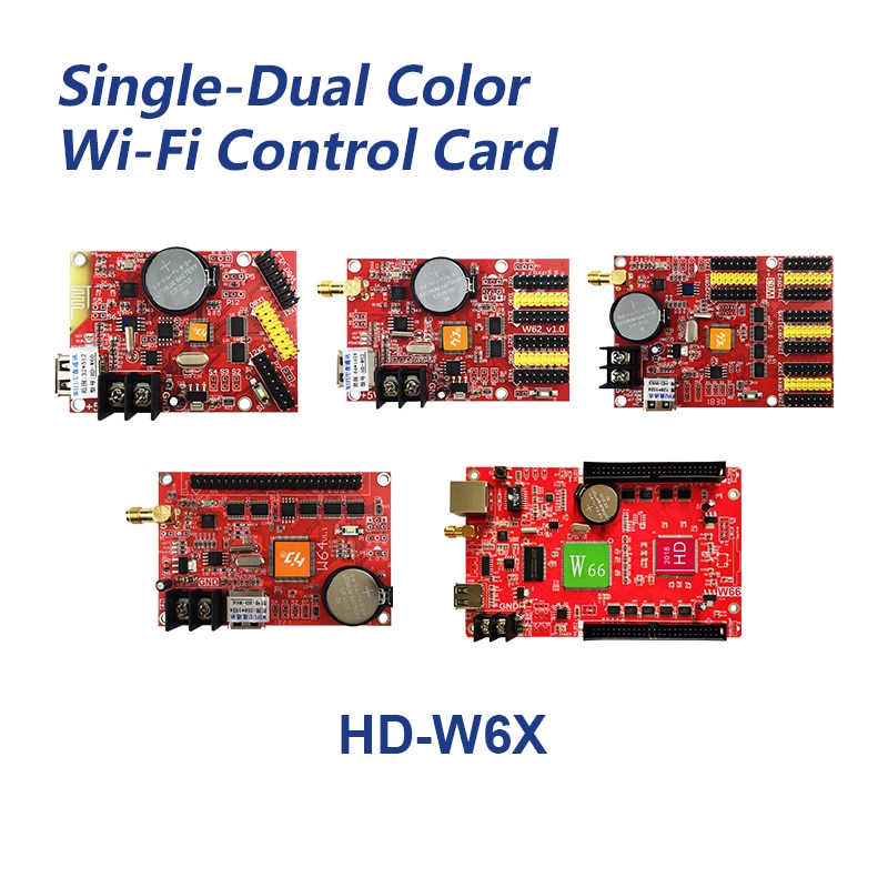 Huidu HD W60 HD W62 HD W63 HD W64 HD W66 HD-W60 LED display controller, Single&double color P10 LED sign module Control card