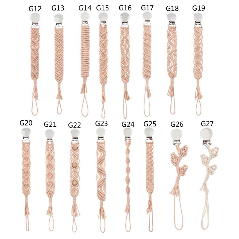 Unisex Dummy Clips Baby Pacifier Clips Pacifier Anti-Loss Rope Handmade Cotton Braided Vintage Pacifier Chain for Infant