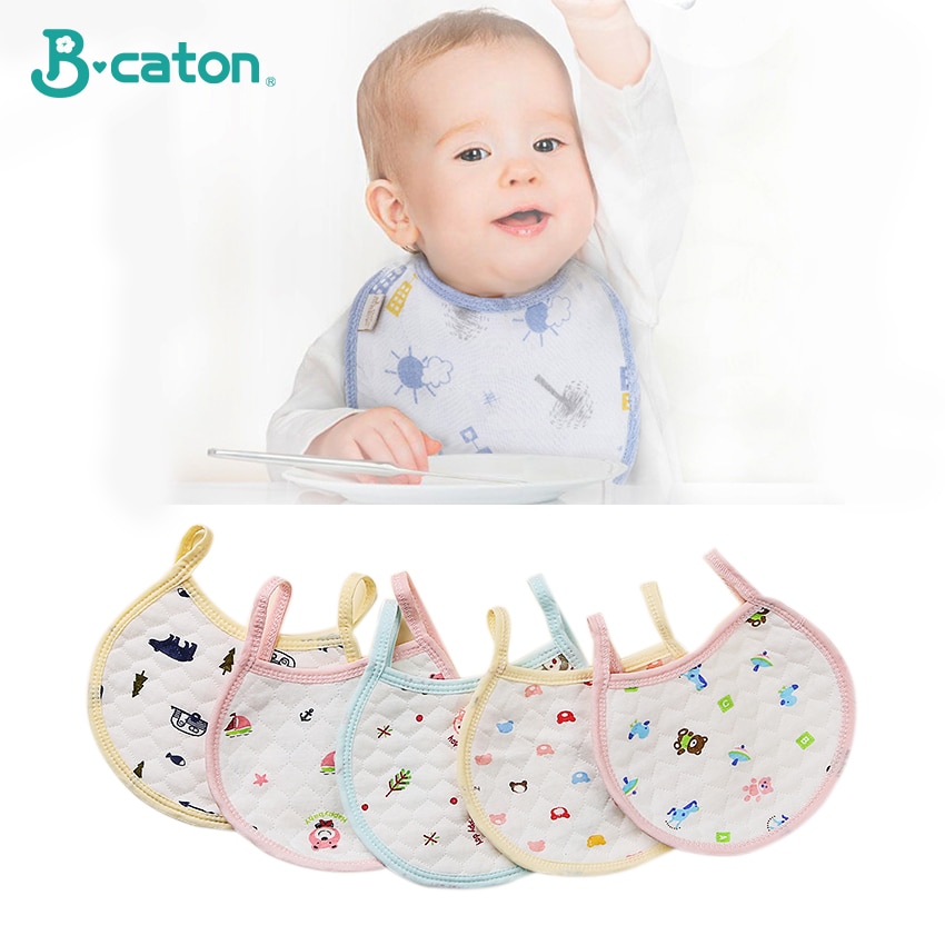 5pcs Baby Bibs Cotton 3D Thickening Water Absorption Waterproof Bibs Babys feeding Burp Cloths Cartoon Pattern Fit Baby Stuff