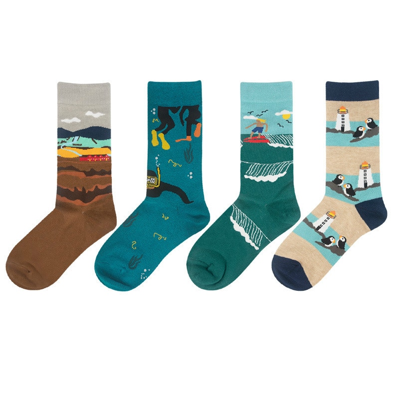 Happy Japanese Harajuku Man Woman Socks Couple Skateboard Funny Socks Cute Cartoon Candy Color Hip Pop Crew Socks