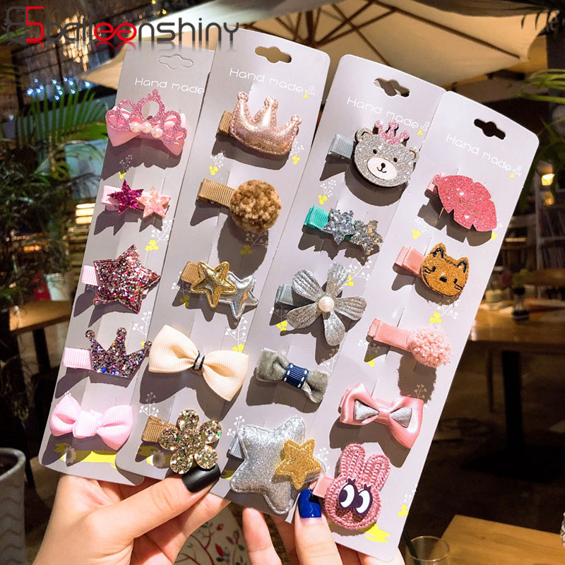 BalleenShiny 5pcs Cute Kids Hair Pin Korean Children's Hair Clip Set Bow Hairpin Infant Baby Headdress Birthday Gifts for G