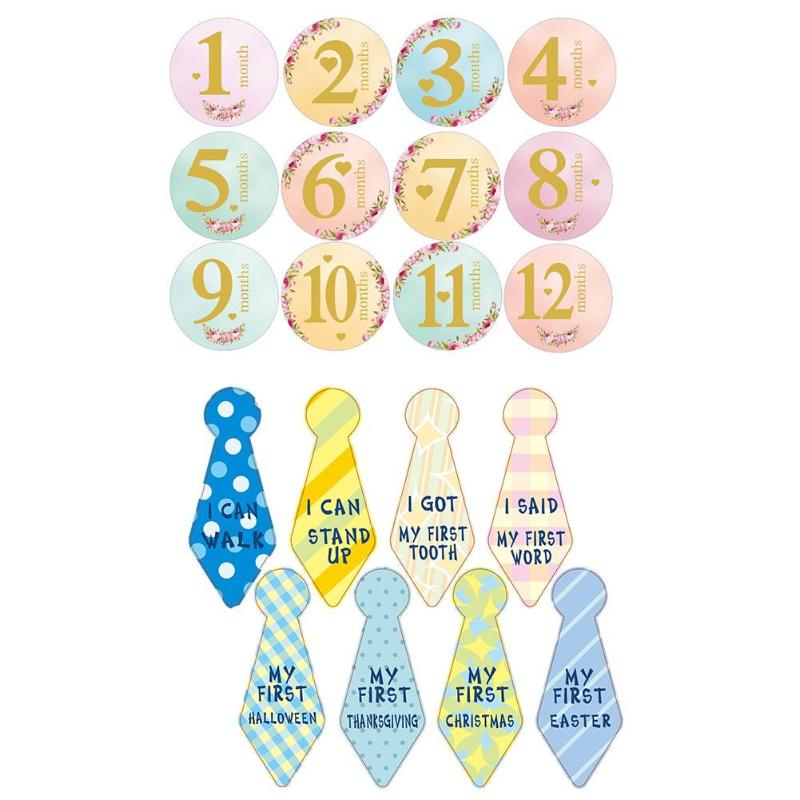 Durable Baby Month Stickers Delicate Design 20pcs 1-12 Monthly Baby Photograph Sticker Newborn Month Number Cards Decoration