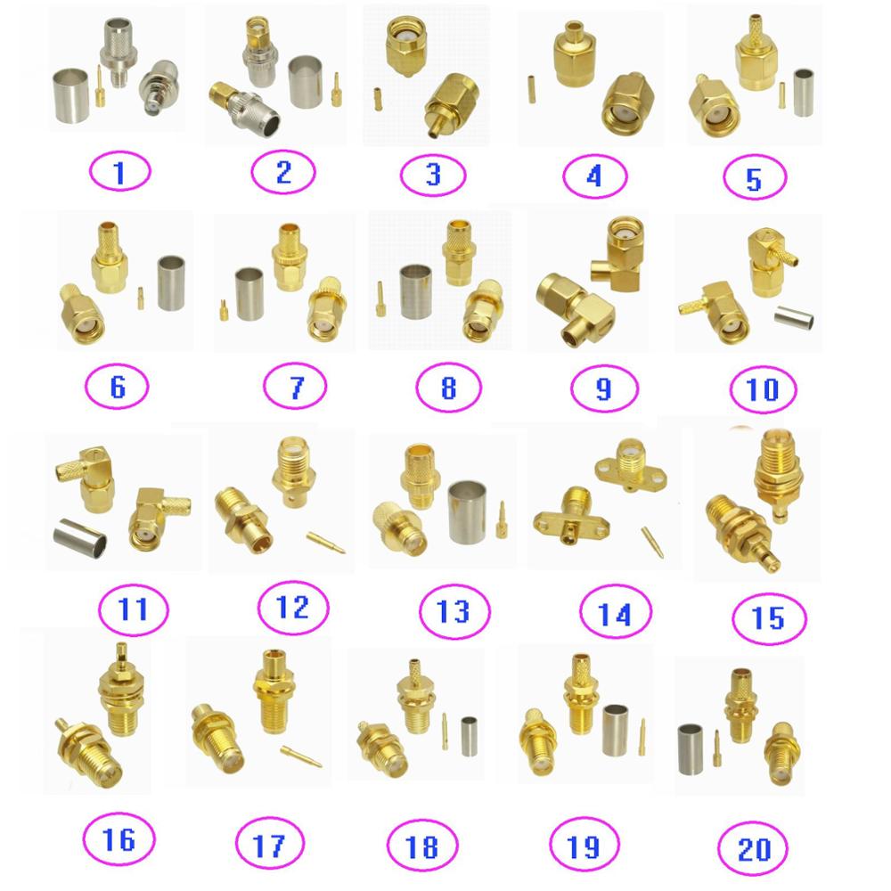 5pcs RP-SMA Crimp / Solder For RG316 RG174 / RG58 RG142 / RG8X / RG402 / RG405 /1.13mm / RG178 / RG8 LMR400 / RG5 RG6 Connector