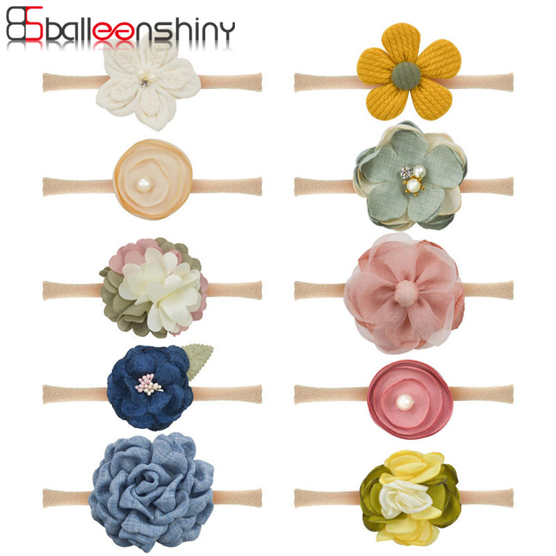 Balleenshiny Super Soft Baby Headband Nylon Flower Infant Baby Girl Headband Baby Girl Hair Accessories Newborn Photography Prop