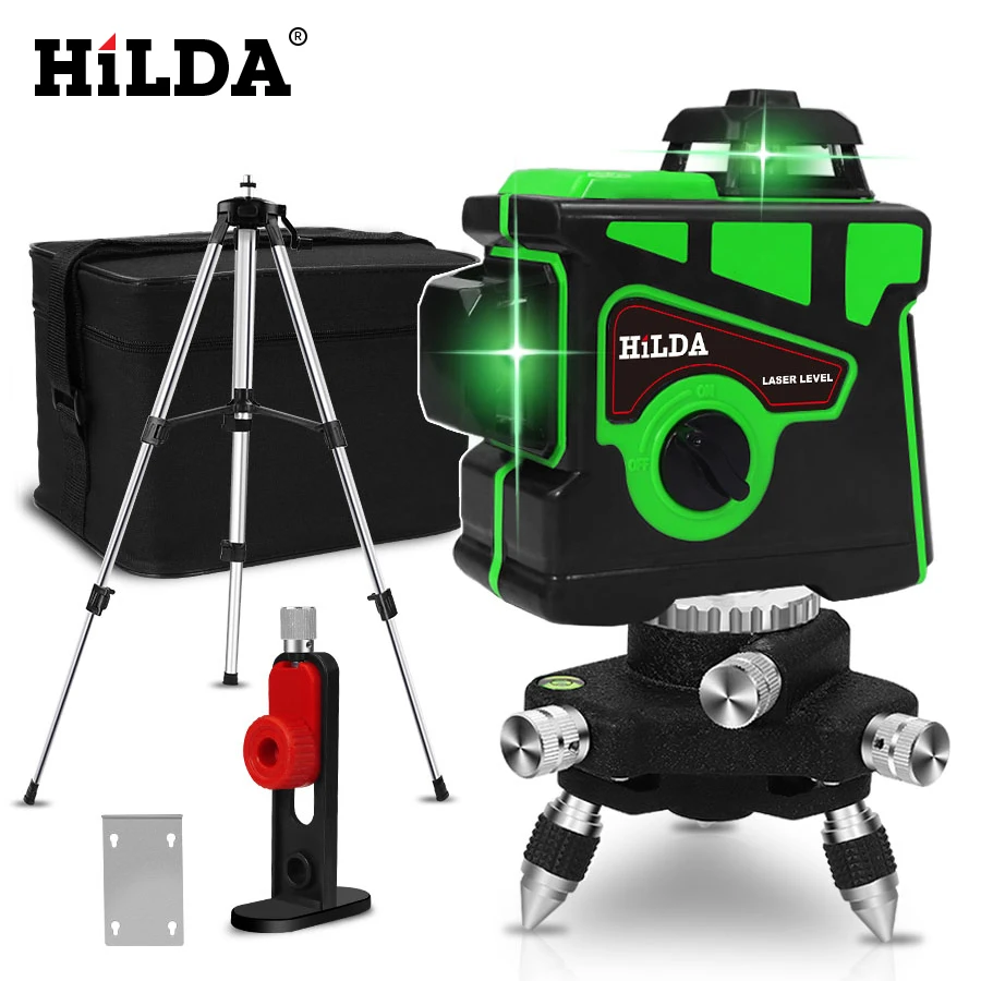 HILDA Laser Level 12 Lines 3D Level Self-Leveling 360 Horizontal And Vertical Cross Super Powerful