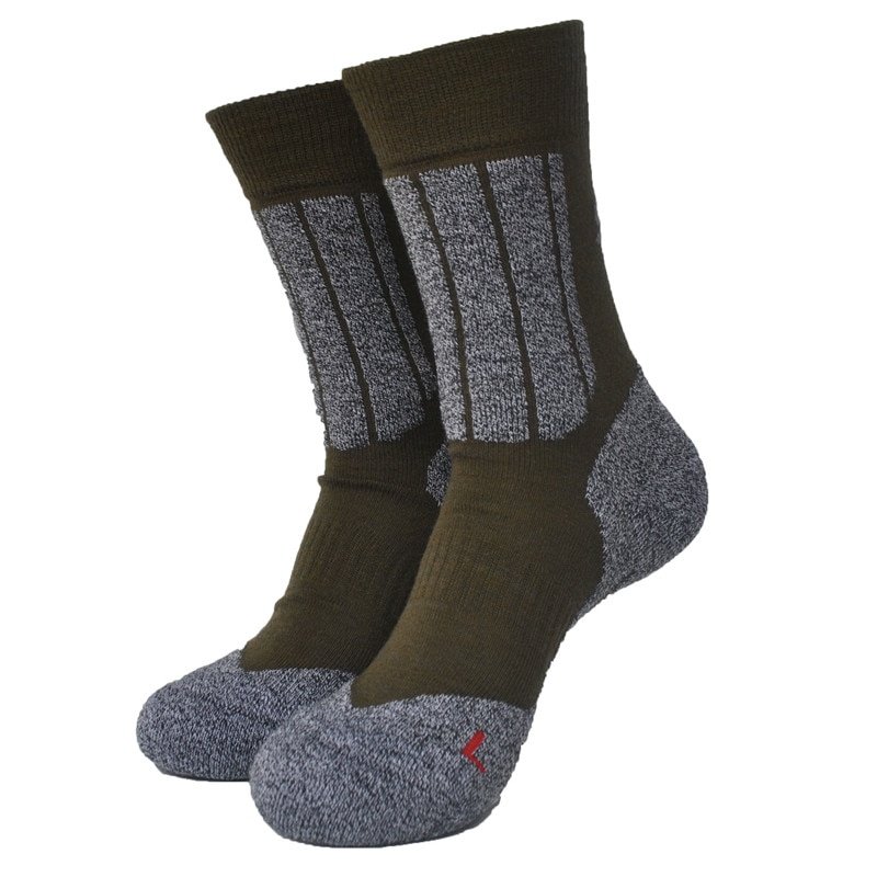 1 Pair Winter Outdoor Sports Wool Thick Trekking Socks Men's Socks Army Green color
