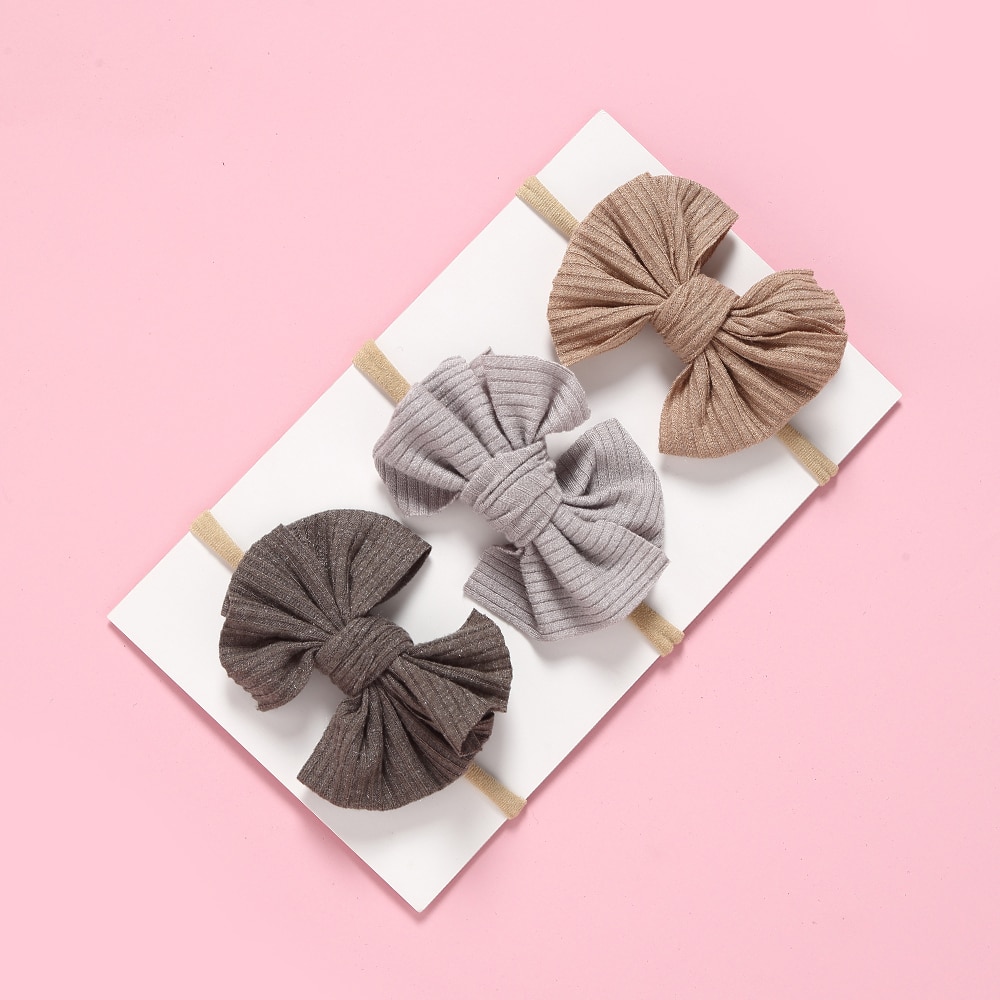 3pcs/lot 2020 Brand Baby Girl Headband Elastic Headdress Kids Hair Band Newborn Solid Bow Soft Baby Headwear Accessories