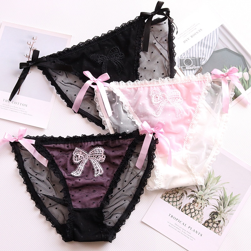 Girls Underwear 3pc/lot panties lace low Bow Waist Briefs Young Girl teenagers Pants children students grenadine