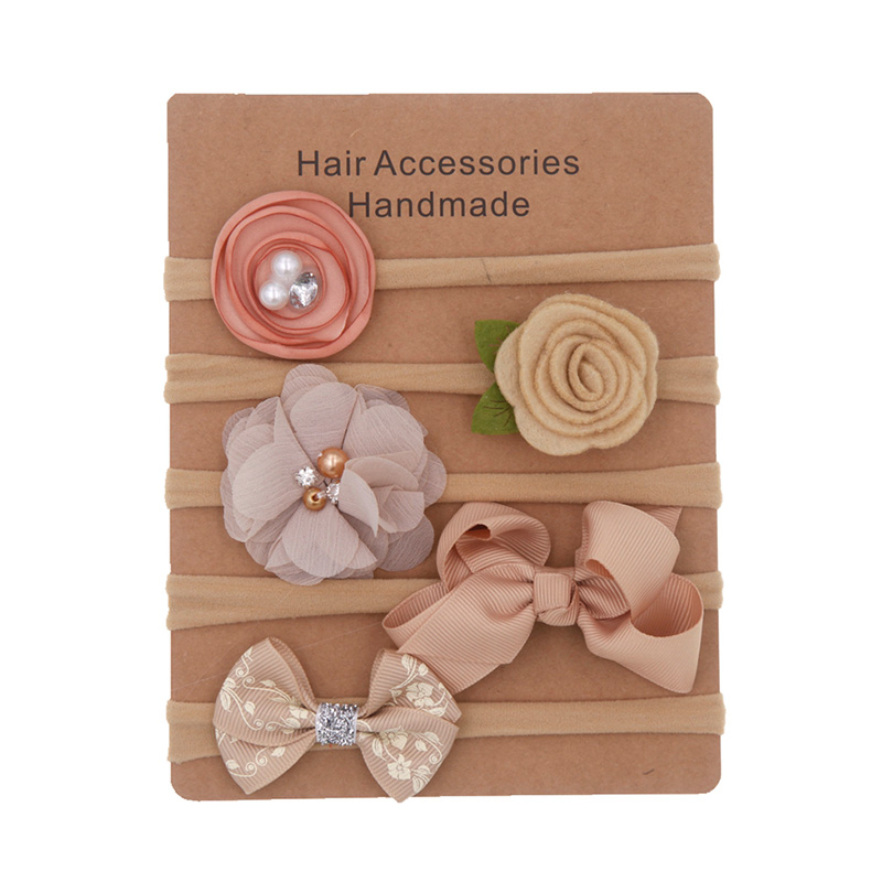 6pcs set Elastic Flower Headbands for Baby Girls Hair Accessories Baby Girls Bow Nylon Turban Skinny Stretchy Rubber Hair ban