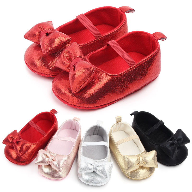 5 Colors PU Baby Shoes Infant First Walkers Bow Soft Soled Newborn Baby Girl Shoes Sneaker Prewalker Moccasins Red Black