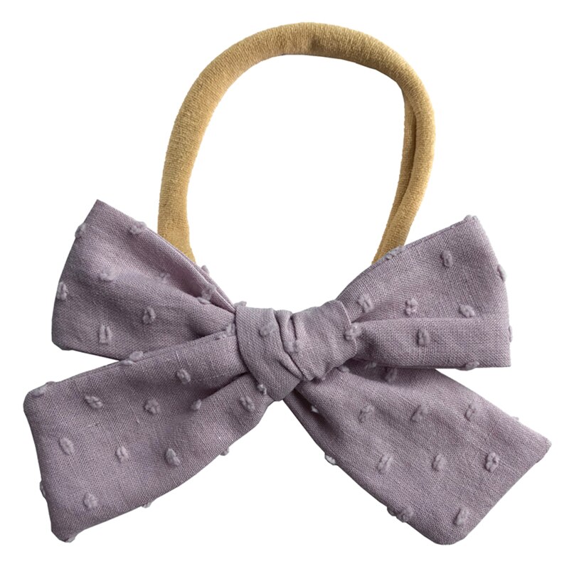 Swiss Dots Fabric Bow Headband Baby Toddler Girls Bubble Cotton Hair Bow Soft Elastic Band Hairbands Accessories Headwear