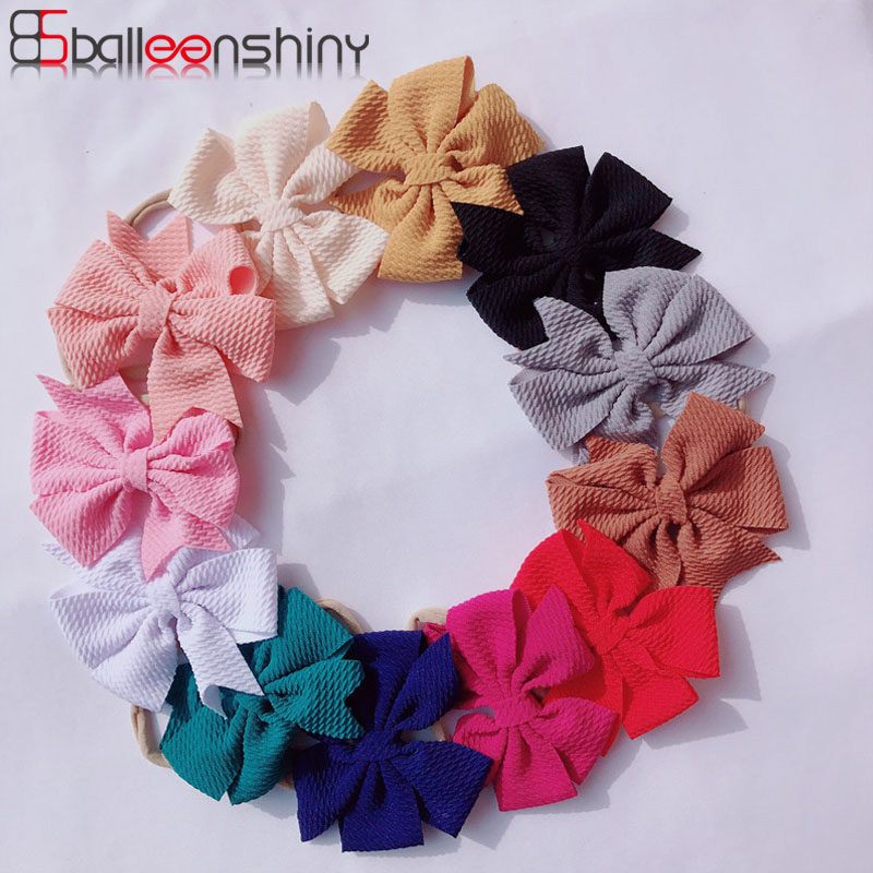 BalleenShiny Solid Color Bow Baby Headband Baby Girl's Hair Accessories 10cm Nylon Infant Kid Hair Band Newborn Photography