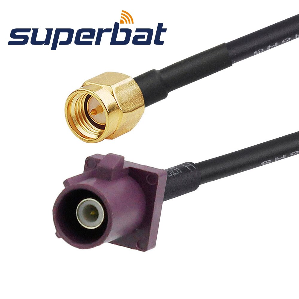 Superbat Fakra "D" Plug Straight to SMA Male Straight Pigtail Cable RG174 15cm for GSM Antenna