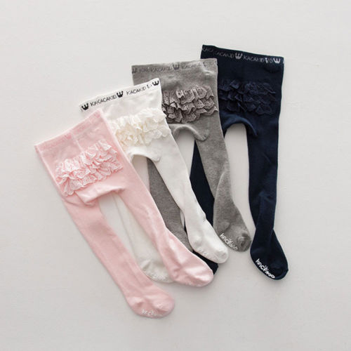 Autumn Leggings Clothing Girls Cotton Plain Toddler Baby Newborn Heart Ruffled Solid Pantyhose 4 Style 0-4T