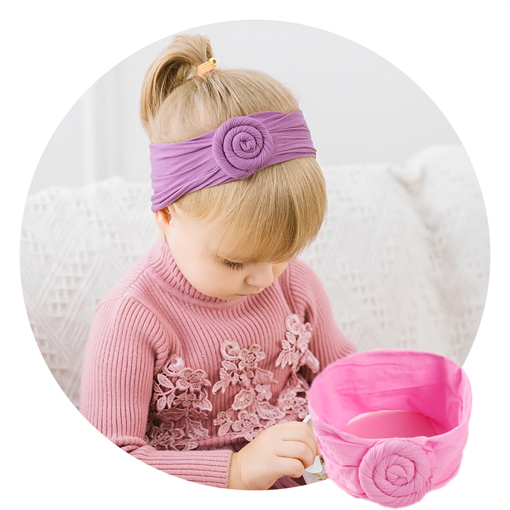 Wide Rose Donut Nylon Headbands For Girls Super Soft Nylon Headband Turban Head wraps Toddler Baby Girl Hair Accessories 2020