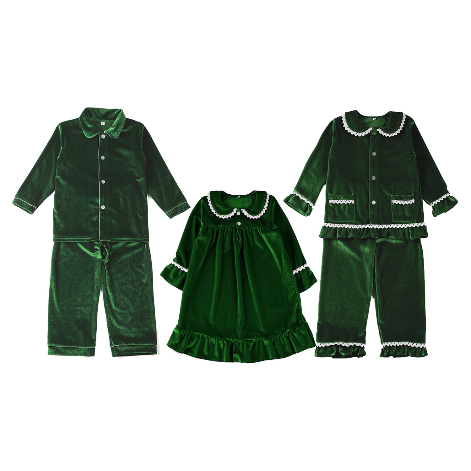 Family Kids Wholesale Pajamas Children Clothes Cotton Christmas Frill Toddler Baby Boys and Girl Velvet Matching Pyjamas Set
