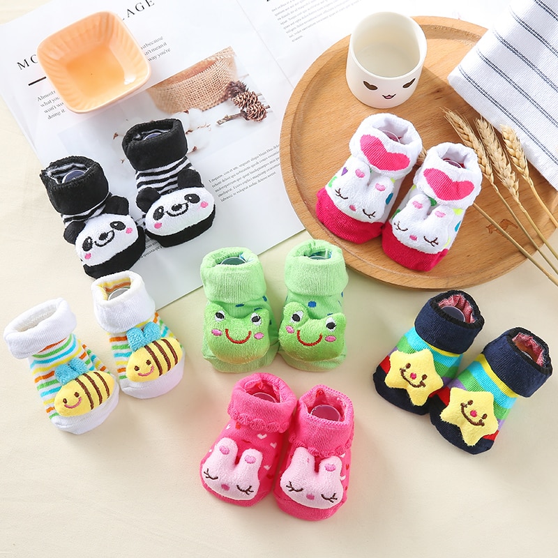 6pairs/lot Baby Socks for Newborn Baby Sock Shoes Cotton Anti Slip Floor Socks with Rubber Soles Baby Boy Girl Sock