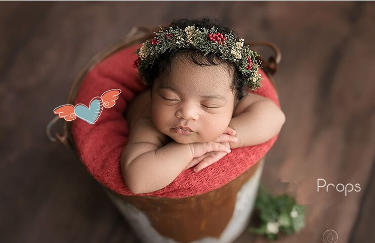 Christmas headwear little red balls real dried flowers series photo hair ornaments newborn photography props wedding headbands