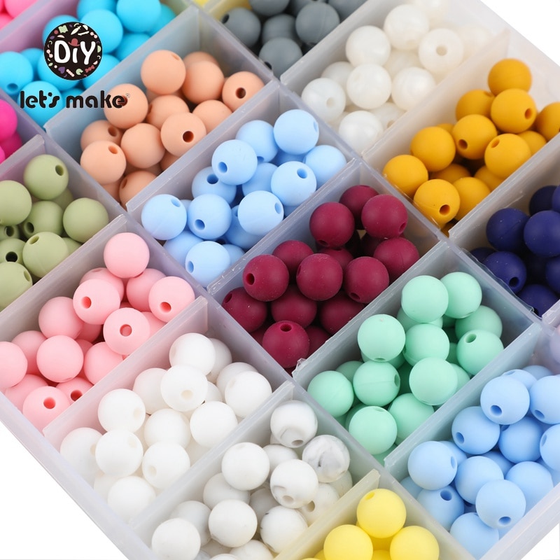 Let's Make Silicone Beads 9mm 30pcs Teether Bracelet PVC Free DIY Pacifier Chain Pendant Baby Products For Newborns Childre
