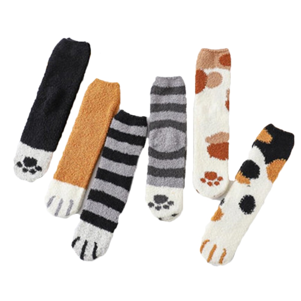 2019 Winter Cat Claws Cute socks Free shipping Thick Warm Sleep Floor Socks Plush Coral Girls Fleece Socks Hosiery 6 colors