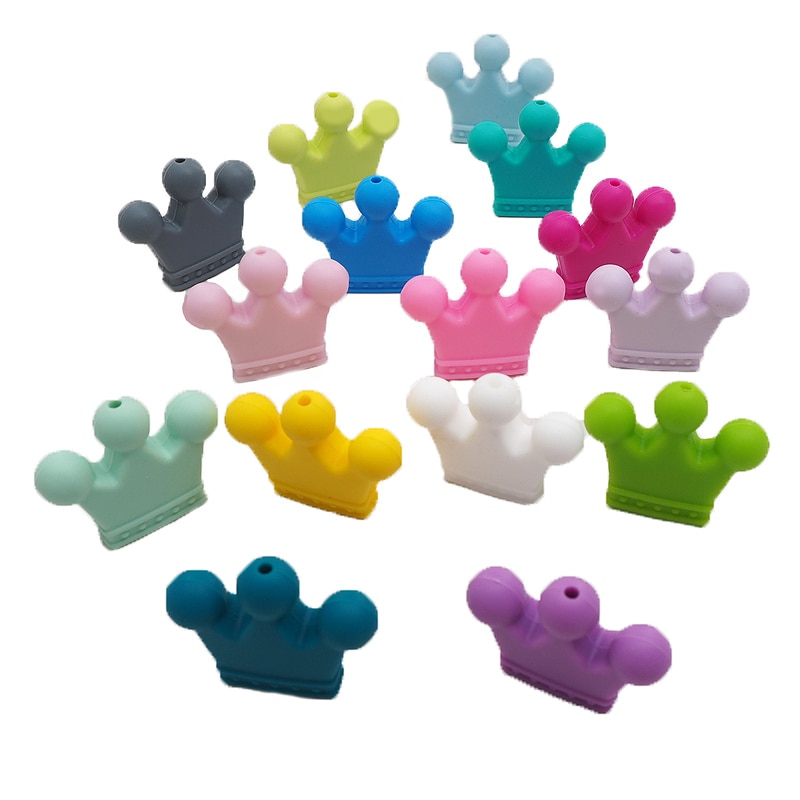 Chenkai 50PCS BPA Free Crown Silicone Beads Teether Rodents Baby Teething Toy For Making Baby Teething Dummy Pacifier Chain