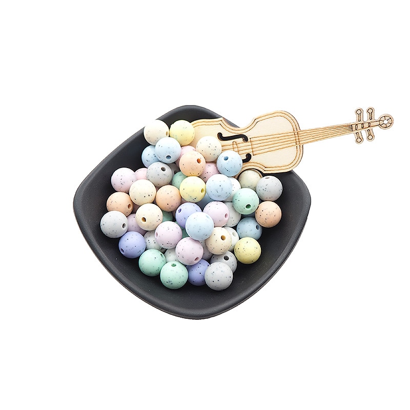 Chenkai 12mm 100PCS Silicone Beads Baby Round Infant Soothing Shower Toys For DIY Soothing Pacifier Clip Beads Accessories
