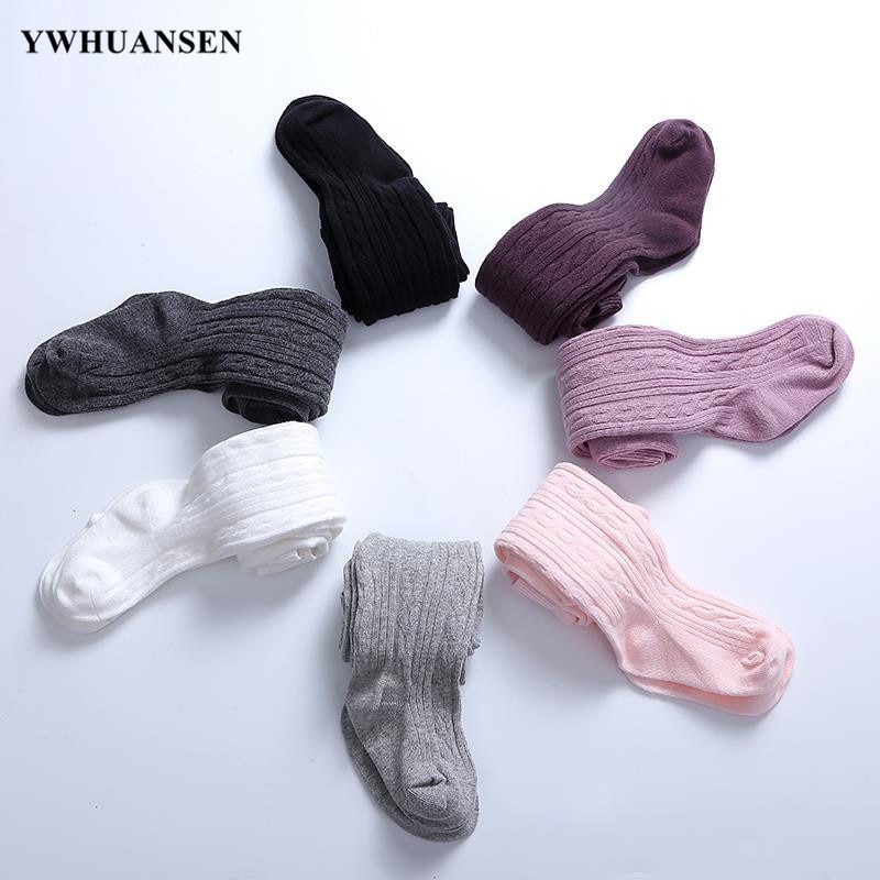 YWHUANSEN 0 to 12 Yrs Combed Cotton Children's Tights Cable Knitted Girls Pantyhose High Quality Warm Tights Baby Girls Clo