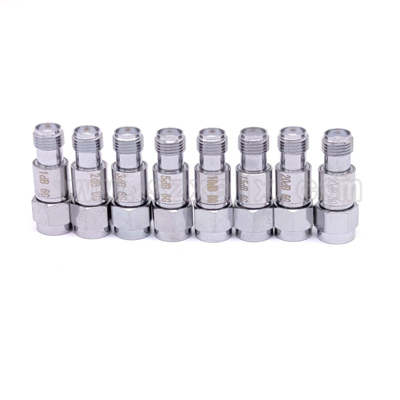 JX RF Connector SMA Attenuator 2W DC-6GHz Coaxial Fixed Attenuators 1dBi-30dBi Frequency 6GHz SMA Fixed Connectors