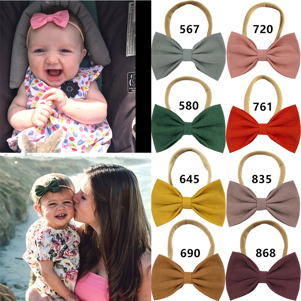 Sweet Baby Girls Cotton Bow Headband Toddler Kids Hair Bow Soft Stretch Elastic Headband Hairband Accessories