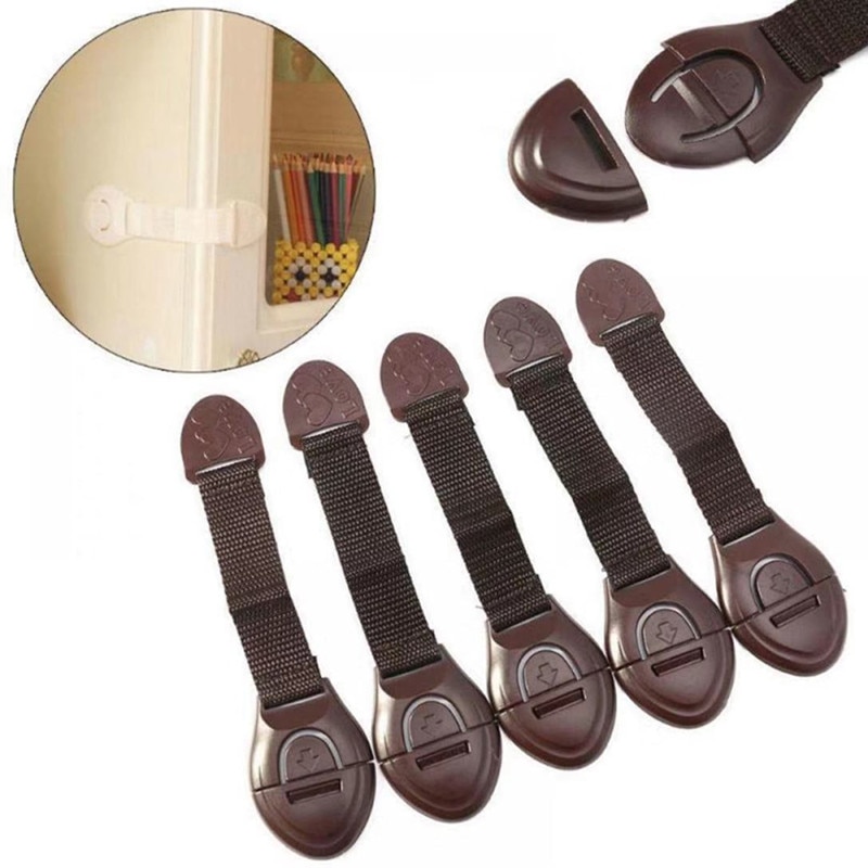 5Pc Baby Safety Lock Drawer Toilet Lock Multi-Function Cloth Belt
