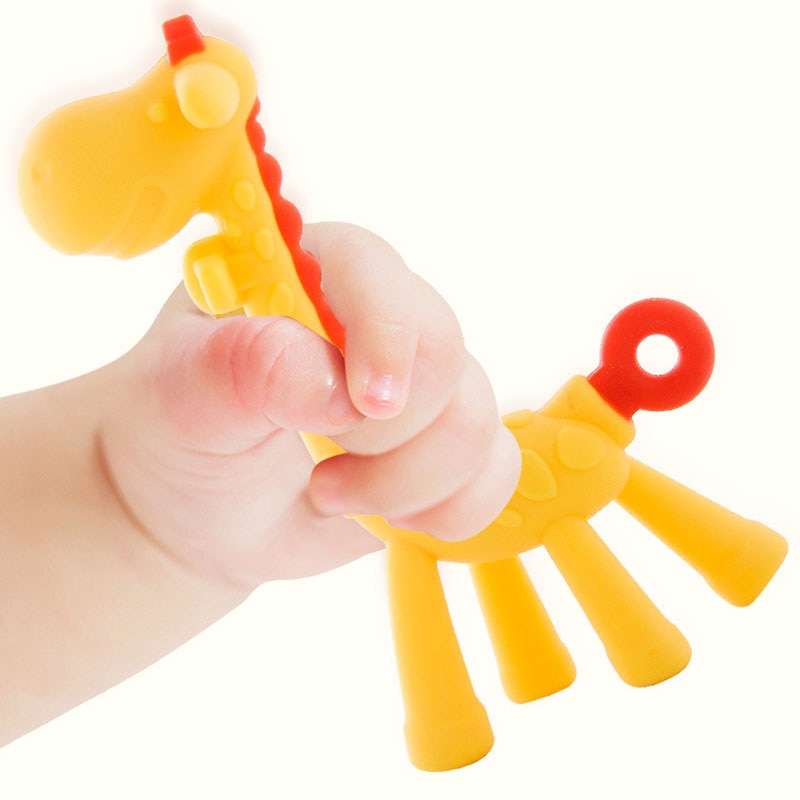 Silicone Baby Teethers DIY Animal Giraffe Shape BPA Free Baby Ring Infant Chain Kids Dental Care Gift Teeth Nursing Toddler Toys