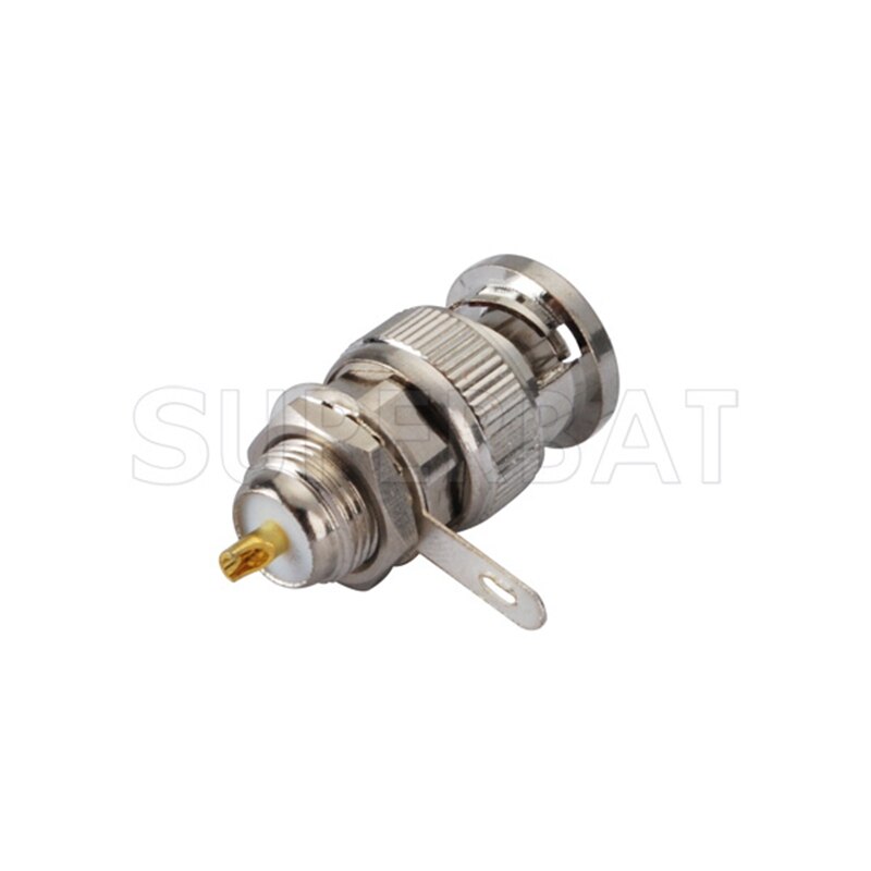 Superbat 10pcs BNC Front Mount Male Bulkhead with Solder Cup Connector