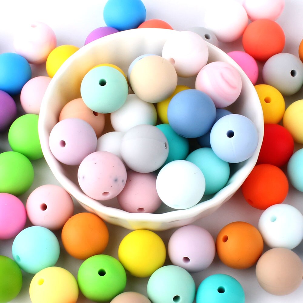 Keep&Grow 50pcs 9mm Baby Silicone Beads Pearl Silicone Food Grade Teething Beads DIY Jewelry Making Teether Toy Pacifier Cha